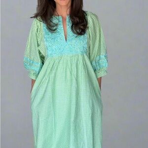 Green Gingham Midi Dress